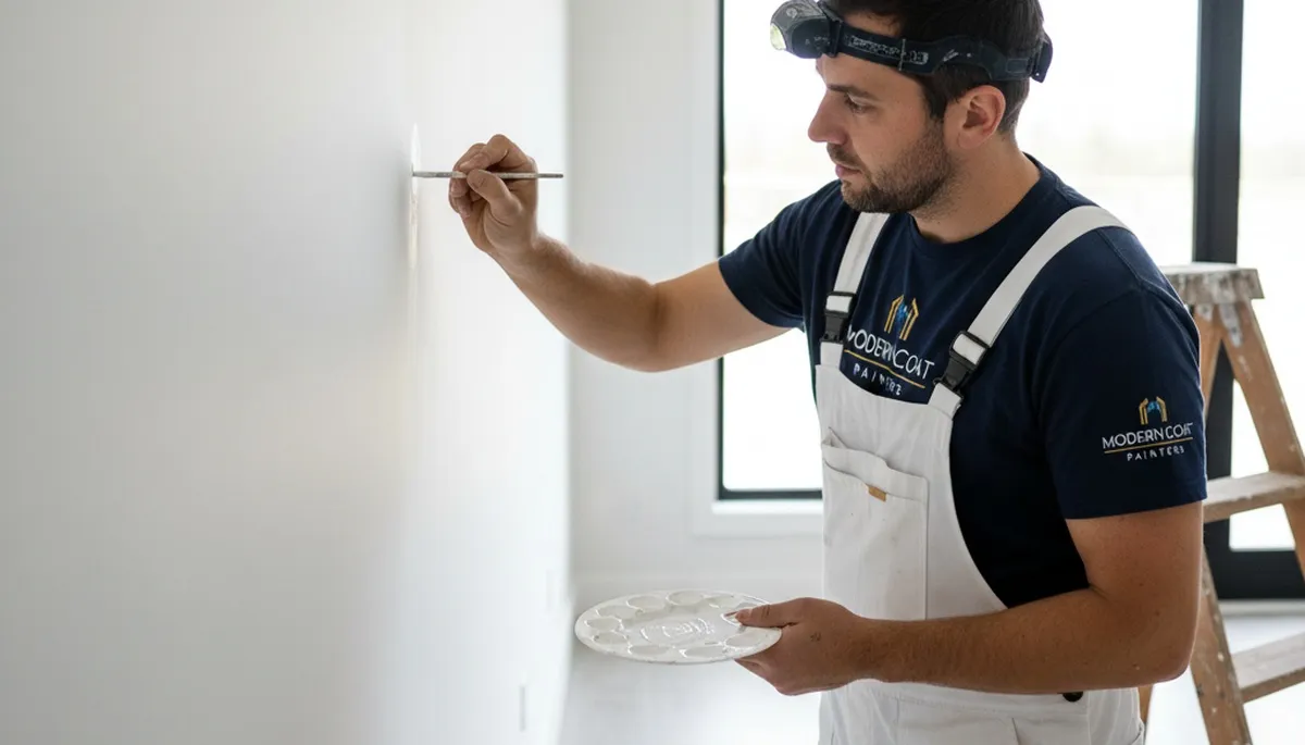 Painter applying touch-up paint in La Jolla, CA for clean, coastal home maintenance