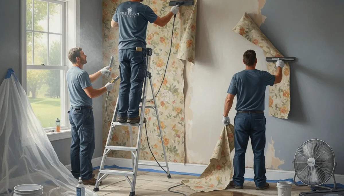 Wallpaper removal service in La Jolla, CA by La Jolla Paint Pros for paint-ready walls